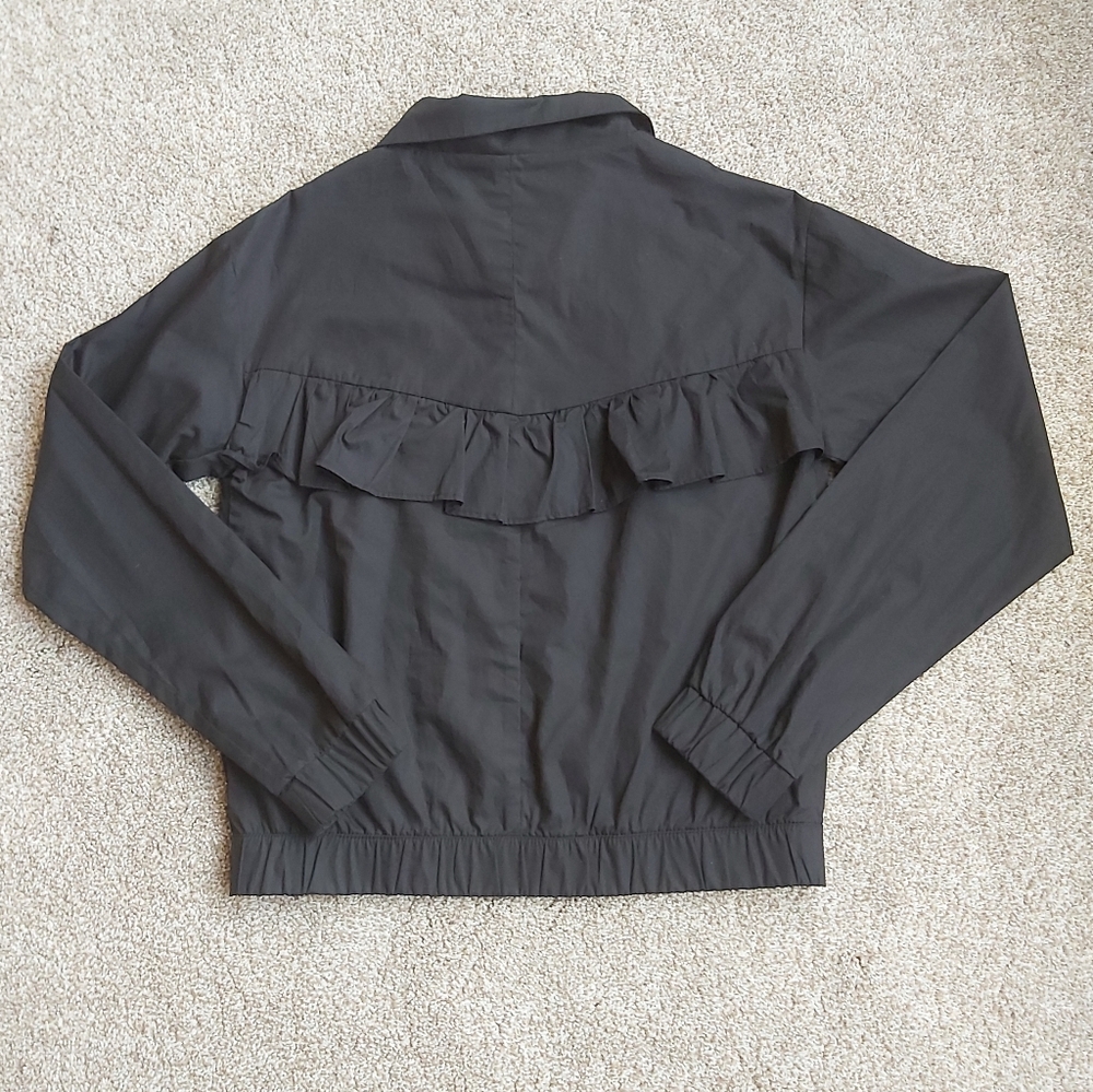 Twik Black Ruffled Zip-Up Jacket - Picture 2 of 4